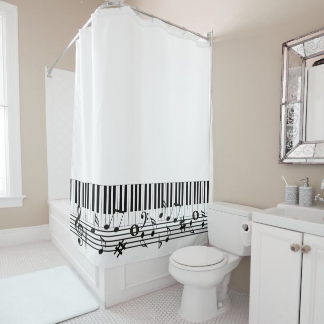 Rideaux De Douche Conception de la musique piano (En situation)