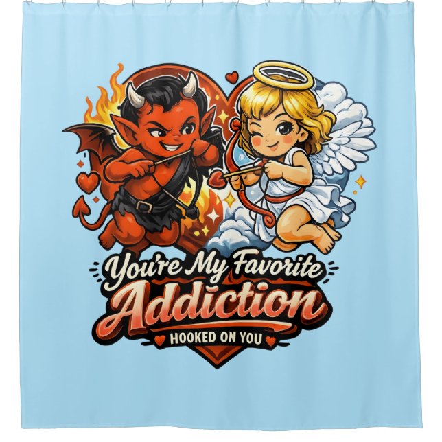 Rideaux De Douche Conception de la Saint-Valentin du diable et de l' (Devant)
