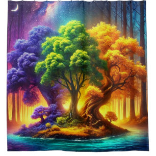 Rideaux De Douche Conception de l'arbre coloré