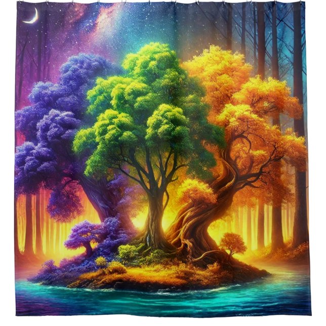 Rideaux De Douche Conception de l'arbre coloré (Devant)