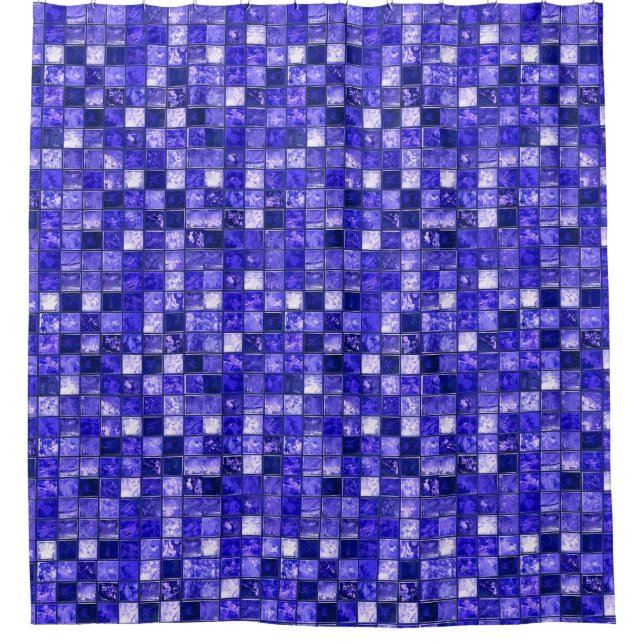 Rideaux De Douche Conception de mosaïque bleue abstraite avec textur (Devant)