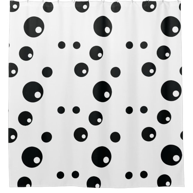 Rideaux De Douche Conception de Motif à points Polka noir et blanc (Devant)