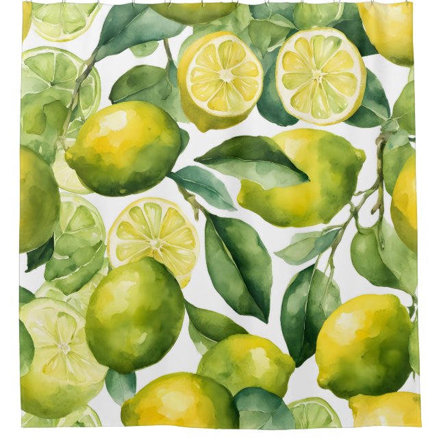 Rideaux De Douche Conception de motif aquarelle citrons (Devant)