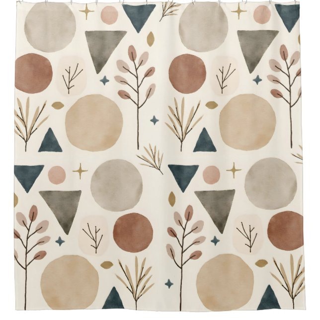 Rideaux De Douche Conception de motif botanique géométrique boho 385 (Devant)