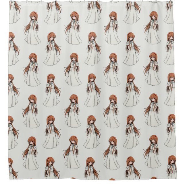 Rideaux De Douche Conception de motif de manga de fille weeb anime  (Devant)