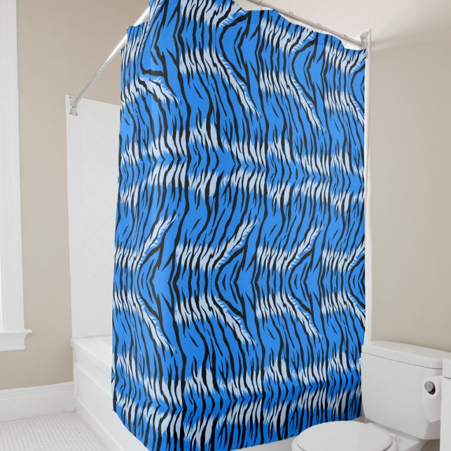 Rideaux De Douche Conception de motif de peau d'animal Tigre Bleu  (Créateur téléchargé)
