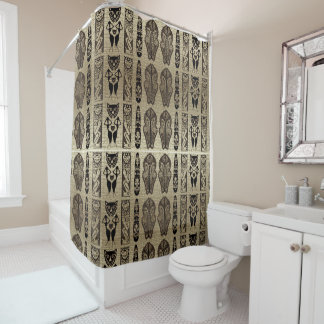 Rideaux De Douche Conception de motif de style africain or et noir