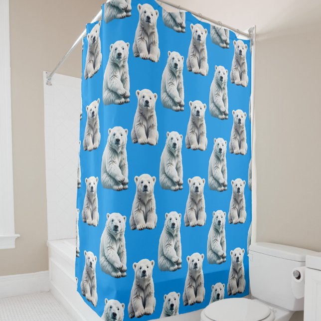 Rideaux De Douche Conception de motif d'ours polaire bleu  (Créateur téléchargé)