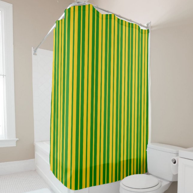 Rideaux De Douche Conception de motif rayé stylé vert jaune  (Créateur téléchargé)