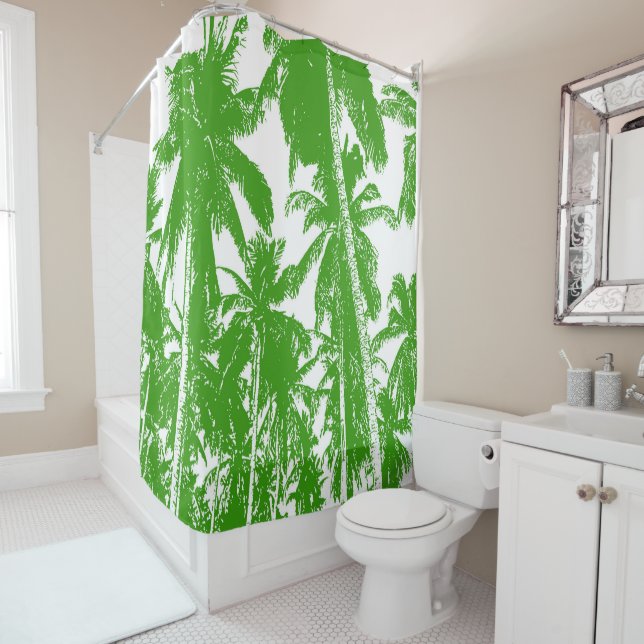 Rideaux De Douche Conception de palmiers tropicaux (En situation)