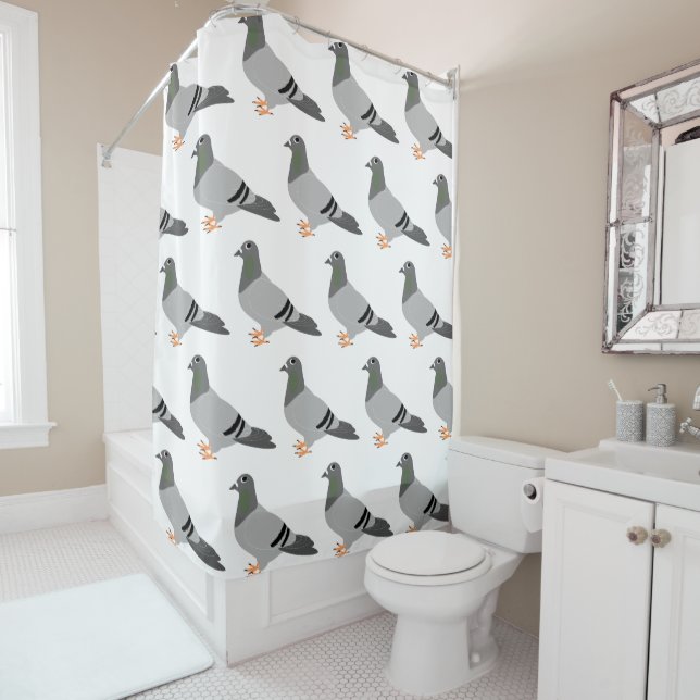 Rideaux De Douche Conception de pigeon (En situation)