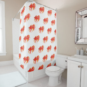 Rideaux De Douche Conception de poisson rouge. Poissons lumineux