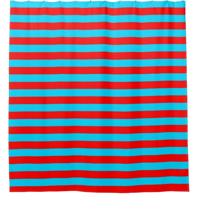 Rideaux De Douche Conception de rayures rouges et bleues (Devant)