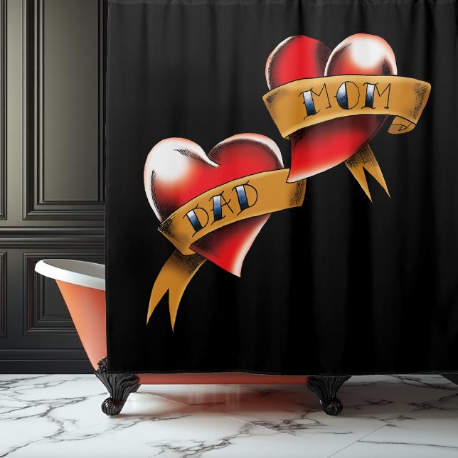 Rideaux De Douche Conception de tatouage de bannière traditionnelle  (Créateur téléchargé)