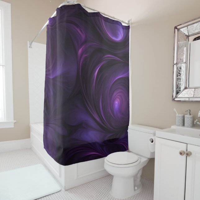 Rideaux De Douche Conception de torsion violette foncée (En situation)