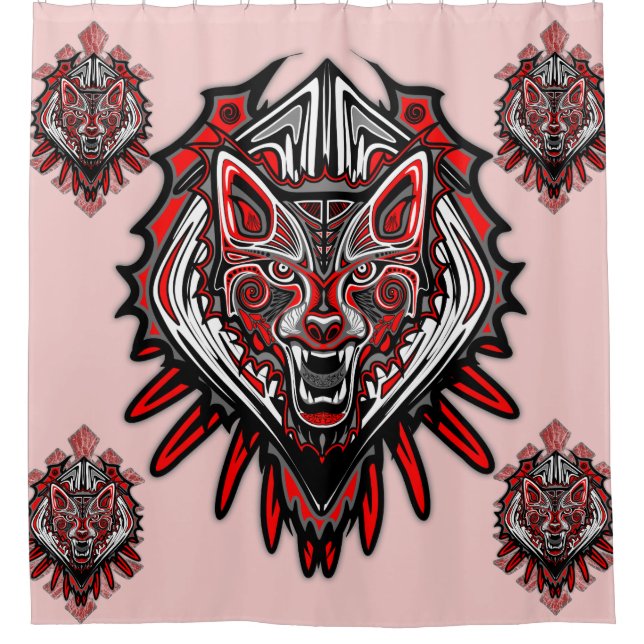 Rideaux De Douche Conception de totem tribal Haida de loup (Devant)