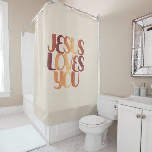 Rideaux De Douche Conception de typographie chrétienne Jésus aime