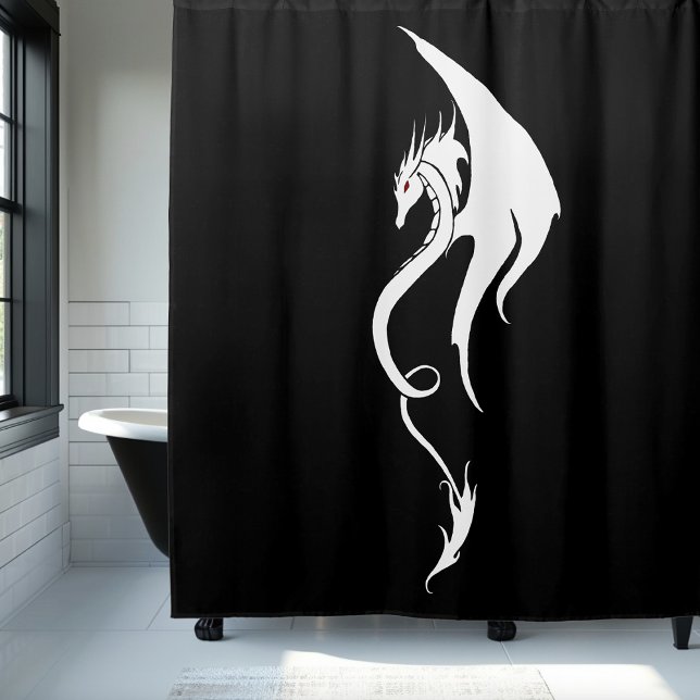 Rideaux De Douche Conception d'illustration de dragon tribal noir et (Créateur téléchargé)