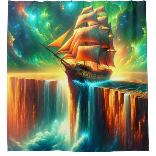 Rideaux De Douche Conception d'Imaginaires de gros navires (Devant)