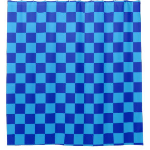 Rideaux De Douche Conception du vérificateur bleu clair et foncé