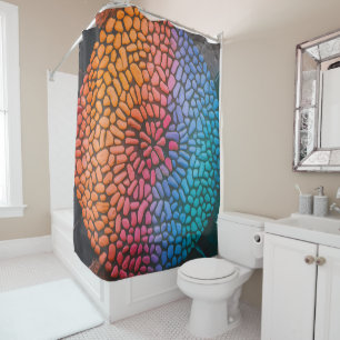 Rideaux De Douche Conception en pierre pointillée multicolore