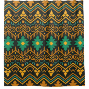 Rideaux De Douche Conception Ethnique De Tissu Ikat Brodé