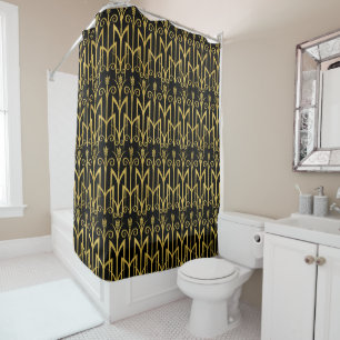 Rideaux De Douche Conception extraordinaire d'art déco de Noir-Or