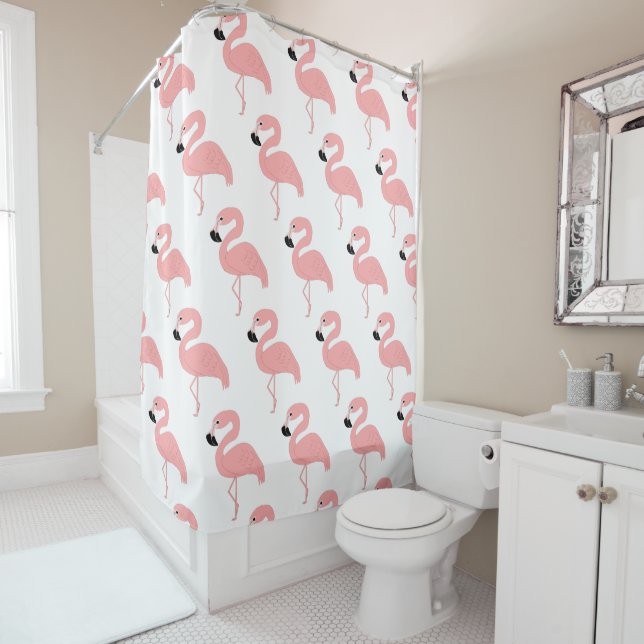 Rideaux De Douche Conception flamant rose (En situation)