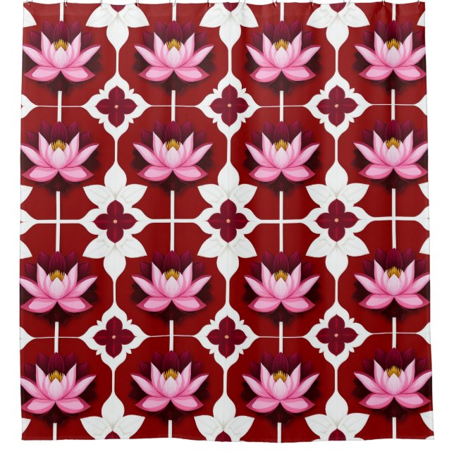 Rideaux De Douche Conception florale vibrante Lotus rose (Devant)