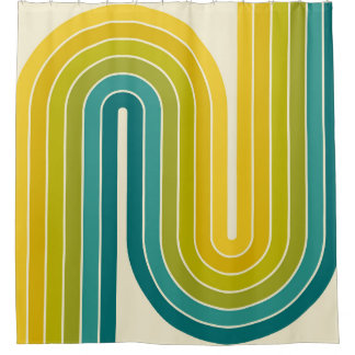 Rideaux De Douche Conception géométrique de style Vintage rétro