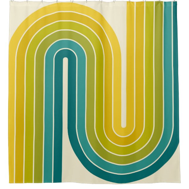 Rideaux De Douche Conception géométrique de style Vintage rétro (Devant)