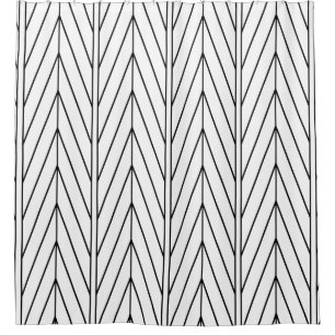 Rideaux De Douche Conception minimaliste de Chevron noir et blanc