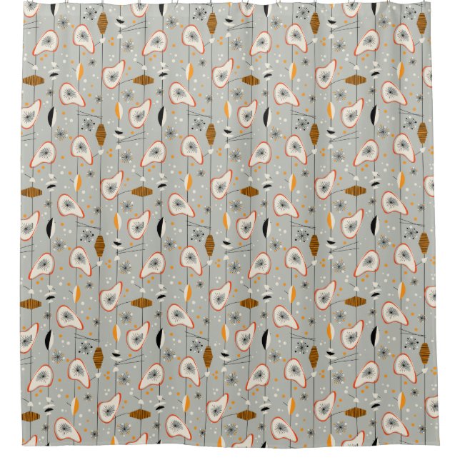 Rideaux De Douche Conception moderne de la moitié du siècle atomique (Devant)