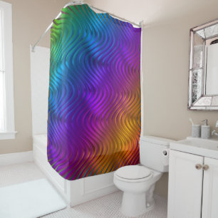 Rideaux De Douche Conception psychédélique acide de vagues numérique