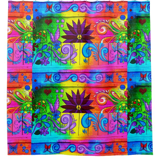 Rideaux De Douche conception psychédélique super hippie (Devant)