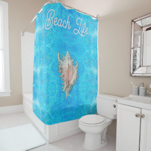 Rideaux De Douche Conch Shell "Beach Life"