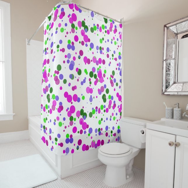 Rideaux De Douche Confettis à pois roses (En situation)