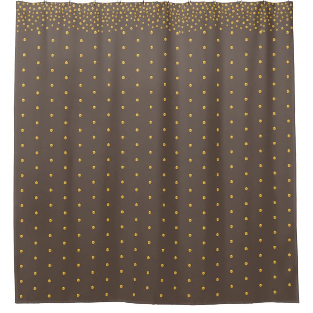 Rideaux De Douche Confettis dorés élégants sur fond marron (Devant)