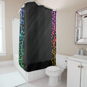 Rideaux De Douche Confettis en forme de points arc-en-ciel noir