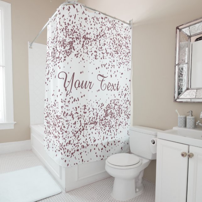 Rideaux De Douche Confettis pailletés or rose (En situation)