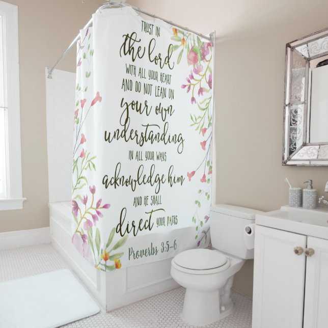 Rideaux De Douche Confiance dans le Seigneur floral (En situation)