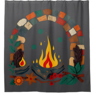 Rideaux De Douche Confortable feu de camp Lecture Scène Douche ridea