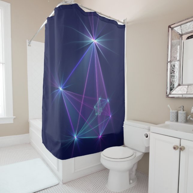 Rideaux De Douche Constellation, art fractal abstrait fantastique (En situation)
