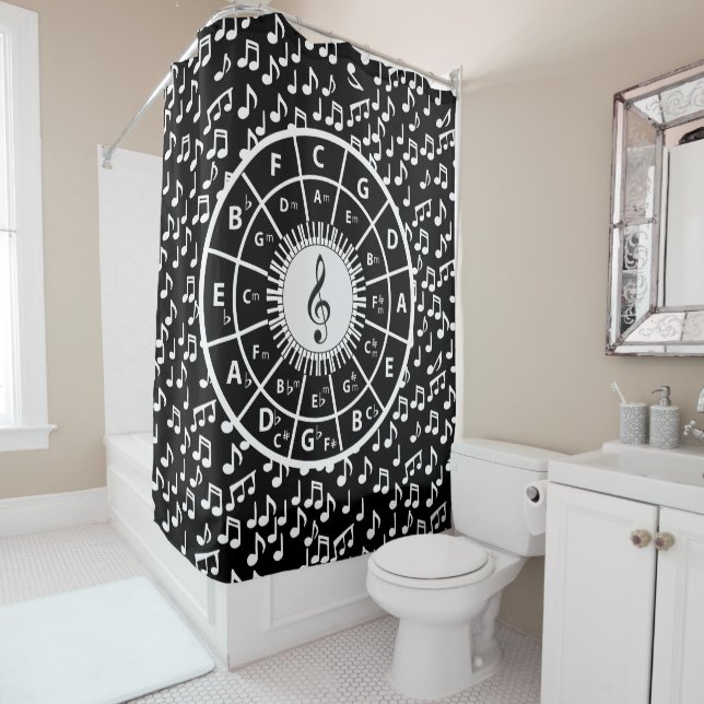 Rideaux De Douche Contemporain noir et blanc design (En situation)