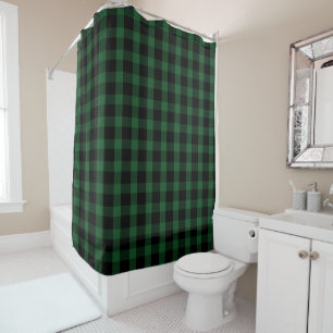 Rideaux De Douche Contrôle noir et vert de Buffalo rustique