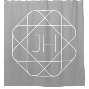 Rideaux De Douche Cool monogram, style vibe Grey & White