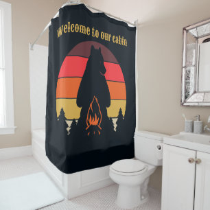 Rideaux De Douche cool ours noir cabine ajouter du texte