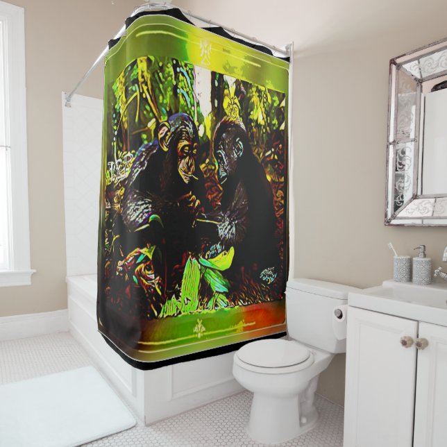 Rideaux De Douche Coopération chimpe et gorille 02 (En situation)