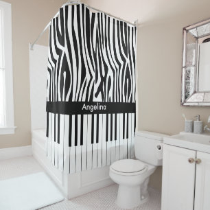 Rideaux De Douche Copie de zèbre et collection noires et blanches d