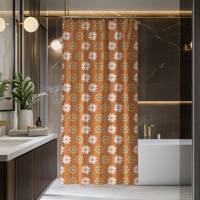 Rideaux De Douche Copper Floral Curtain Pastel Boho Bathroom (Copper Floral Curtain Pastel Boho Bathroom)